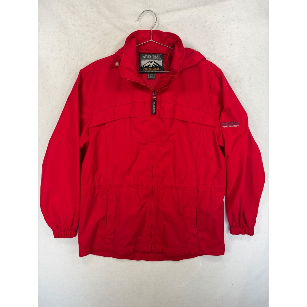 Pacific Trail Performance Red Hooded Windbreaker‎ Jacket Womens Medium Full Zip